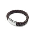thumbnail image 2 of Wide Mens Dark Brown Leather Bracelet Cuff with Stainless Steel Magnetic Clasp (8.5 Inch), 2 of 5