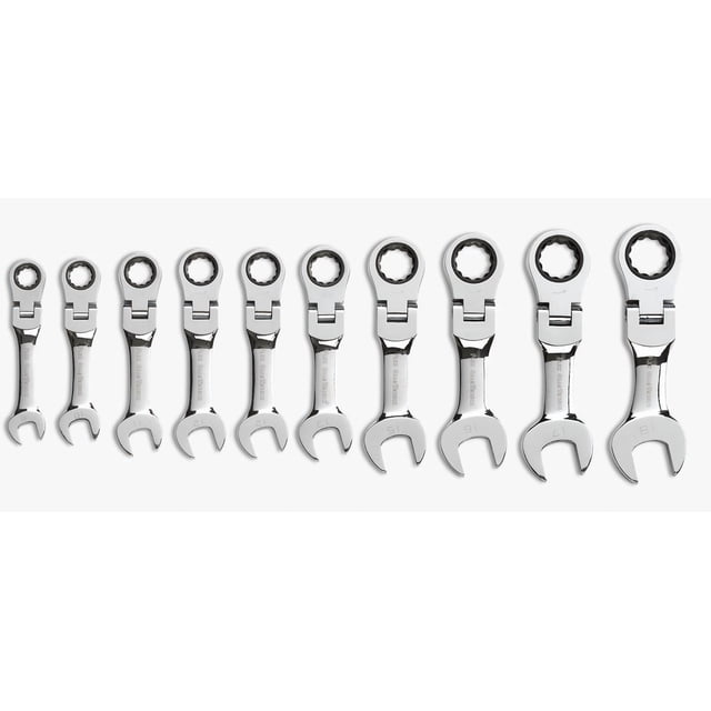 Juego de llaves GEARWRENCH, 10 piezas, 12 unidades Combinación métrica de trinquete con cabeza rechoncha