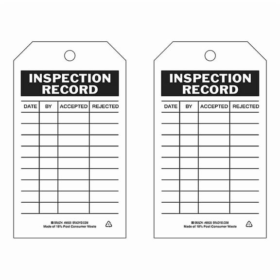 Brady Inspection Tag,7inHx4inW,HD Poly.,PK10 86500