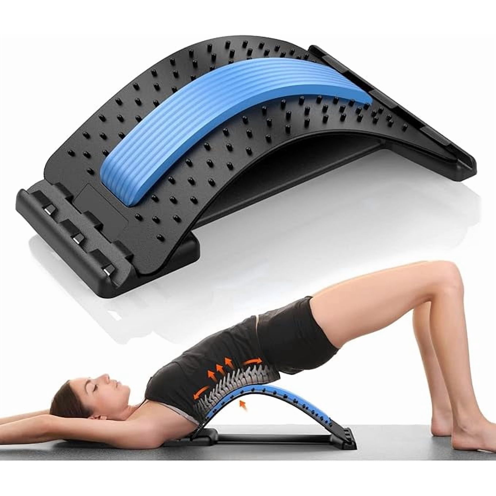 Back Stretcher, Arched Orthopedic Back Stretcher with Acupressure, Multi-Level Adjustable Massager Waist Neck Fitness Lumbar Cervical Spine Support Pain Relief