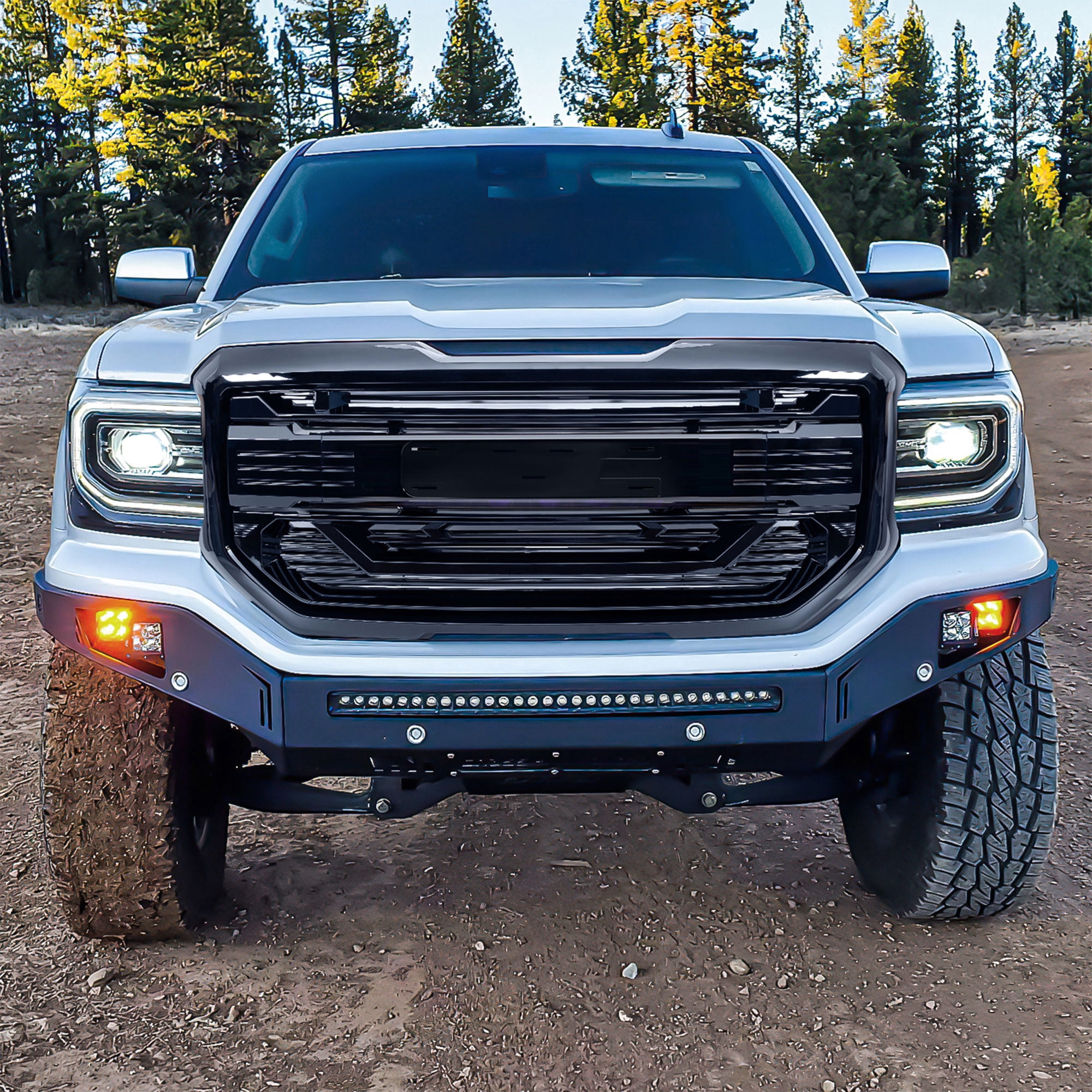 AMERICAN MODIFIED Armor Grille for 2016-2018 GMC Sierra 1500, Glossy Black