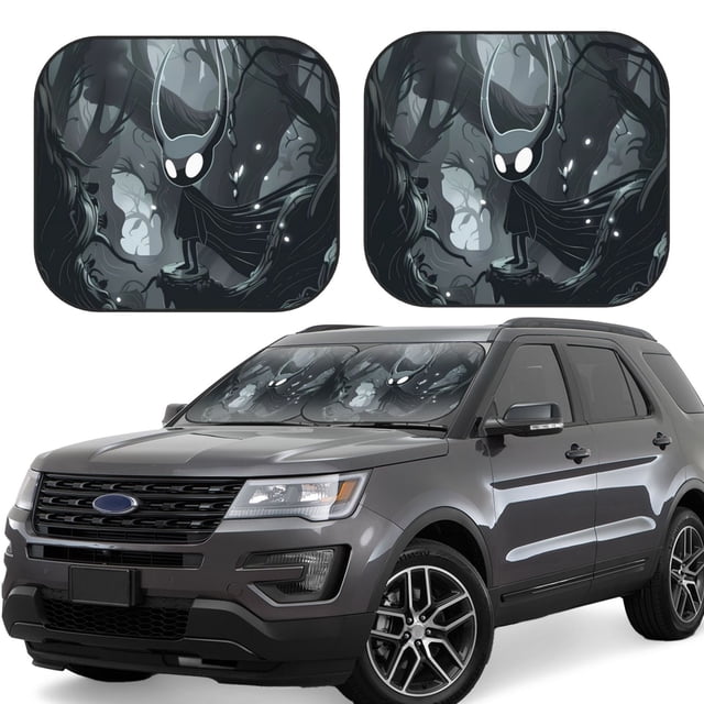 Saiise Forest Black Ghost Warrior for Foldable Car Sun Shades (2-Pack) Offer Sun Protection with an Easy-fold Design for Convenient Windshield Shading-Small