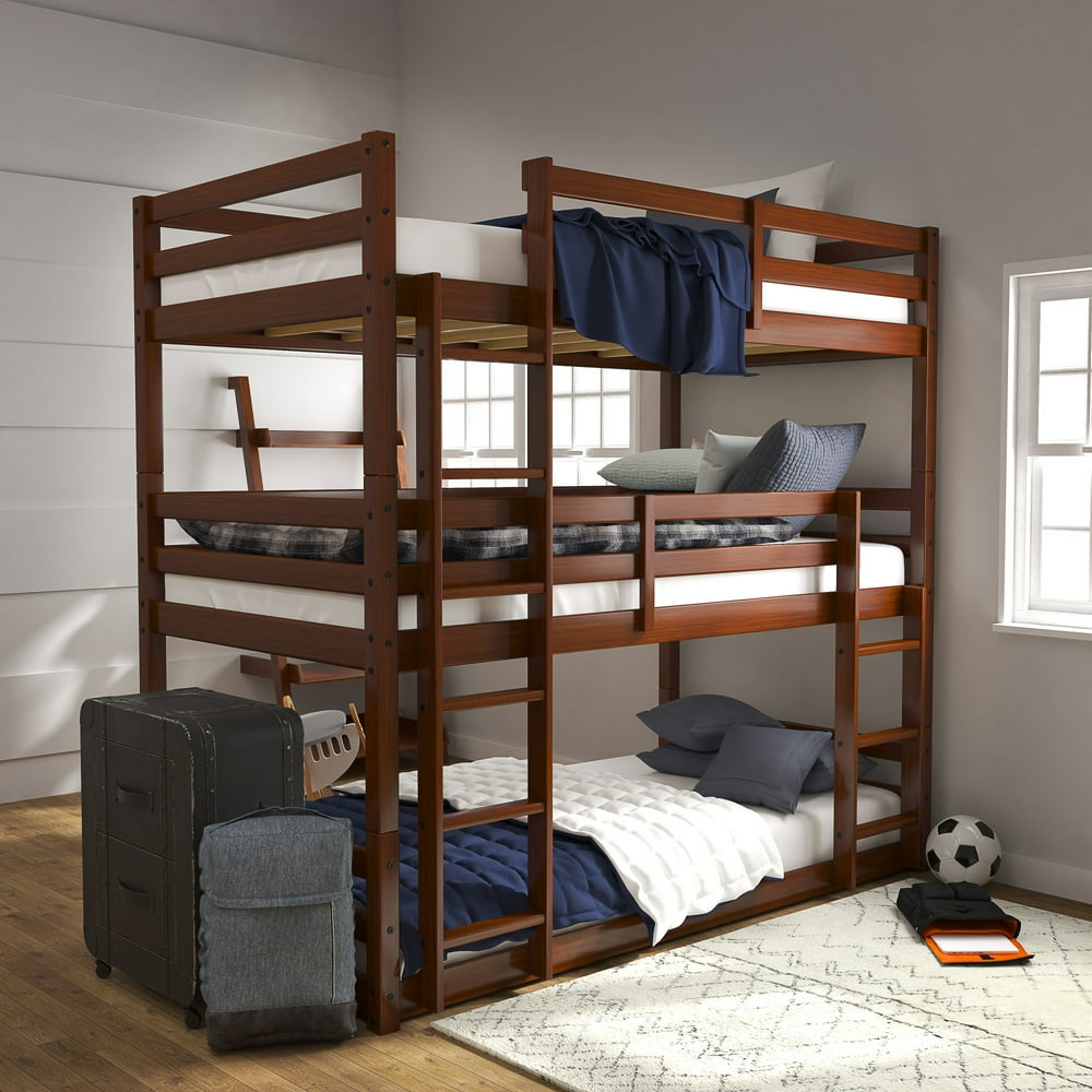 Campbell Wood Triple Twin Bunk Bed, Oak, by Hillsdale Living Essentials