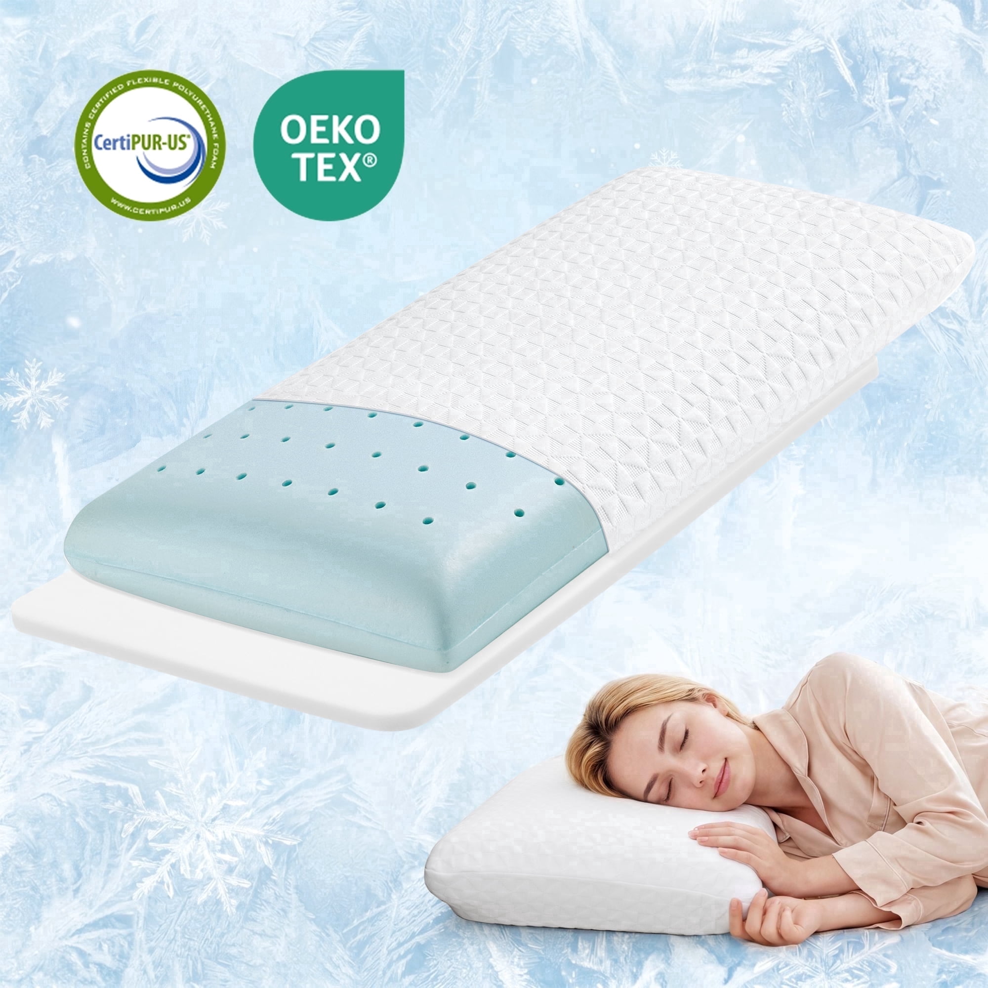 MARNUR Memory Foam Pillow for Bed, Neck Support Adjustable Bed Pillow, Ergonomic Cooling Sleeping Pillows for Side Back Hot Sleepers, Queen Size