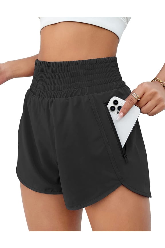Womens Athletic Shorts High Waisted Running Shorts Gym Workout Shorts with Pockets