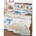 thumbnail image 3 of Quilts Twin-XL Size Bedding Set, Cartoon Cute Cat Lightweight Quilted Comforter, Blue Bow Knot Train Cloud Star Funny Soft Reversible Bedspread Coverlet with Pillow Covers for All Season, 68" x 98", 3 of 7