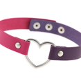 thumbnail image 3 of Collier Coloré Style Japonais Accessoire d'Halloween pour Femmes Ras du Cou en Cuir Chaîne Ajustable Cœur Étincelant Violet + Violet Rouge, 3 of 8
