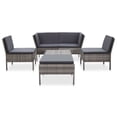 thumbnail image 2 of vidaXL 6 Piece Garden Lounge Set with Cushions Poly Rattan Grey, 2 of 12