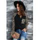 thumbnail image 4 of ABPHQTO Blusa de mujer con manga raglán y cuello con muescas en el bolsillo de leopardo, 4 of 5