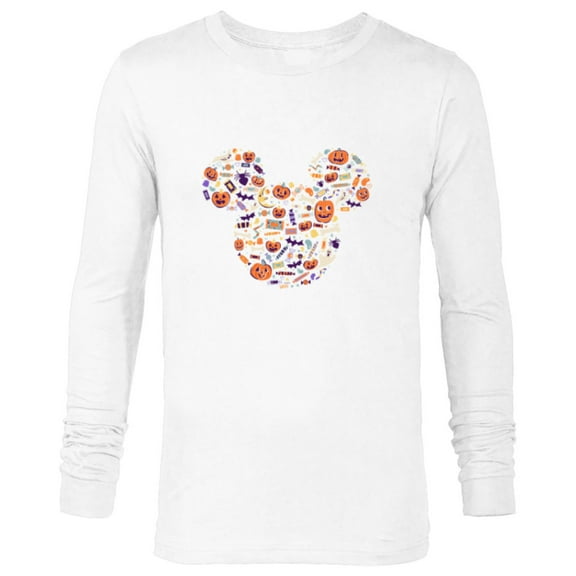 Disney Mickey Mouse Icon Candy and Pumpkins Halloween - Long Sleeve T-Shirt for Men - Customized-White