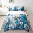 thumbnail image 2 of Bee 7 Piece Comforter Set Full Daisy Flowers Bedding Sets,Light Blue Ombre Oil Painting Floral Sheet Set with Comforter Graffiti Art Honeybee Butterfly Bohemian Decor, 2 of 4