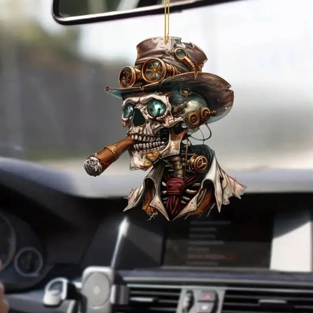 HaoXun Halloween Car Rearview Mirror Pendant - Acrylic Personalized Decor, Lightweight & Easy Install for Festive Auto Accessories