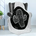 thumbnail image 4 of Cactus Soft Flannel Fleece Throw Blanket, Sketch Style Doodle with Plant Theme Grungy Monochrome Saguaro from Mexico Flora, Cozy Plush for Indoor and Outdoor Use, 50" x 60", Black White, by Ambesonne, 4 of 5