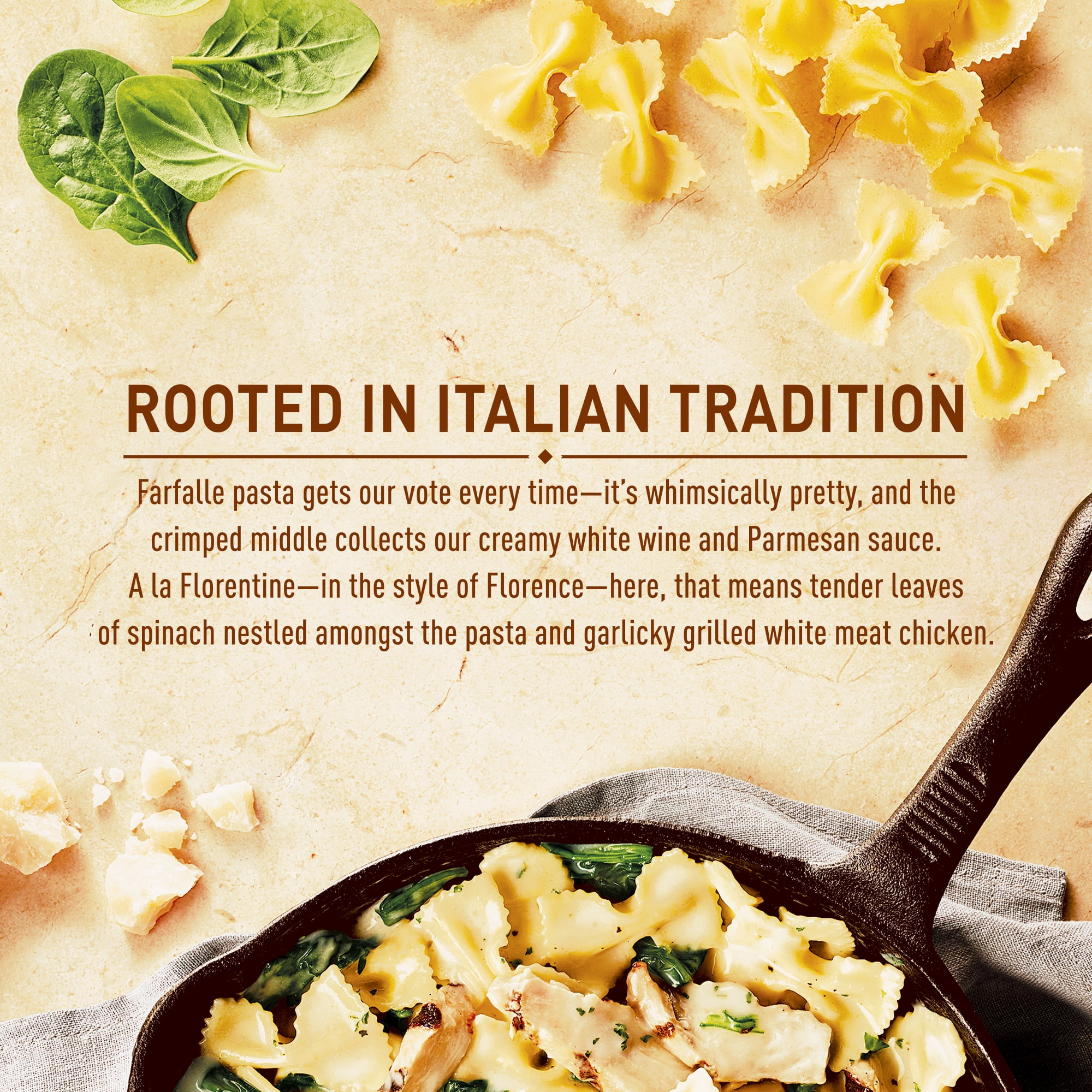 Bertolli Chicken Florentine and Farfalle, Frozen Dinner & Frozen Meal - 624g, BER CKN FLOR 4/624G