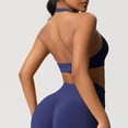 thumbnail image 6 of Neewe Women's Seamless Sports Bra Knitted Yoga Suit Gathering Breathable Workout Gym Tank Top for Women-Dark Blue M, 6 of 9