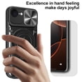 thumbnail image 4 of Heavy Duty Case for iPhone 17e/16e 6.1-inch, Camera Lens Sliding Cover With Hidden Bracket Magnetic Car Mount Holder, Rugged PC+TPU Hybrid Military Grade Shockproof Lens Protection Case,Silver, 4 of 12