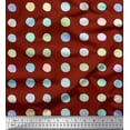 thumbnail image 1 of Soimoi Red Silk Fabric Circle Geometric Print Fabric by the Yard 42 Inch Wide, 1 of 3
