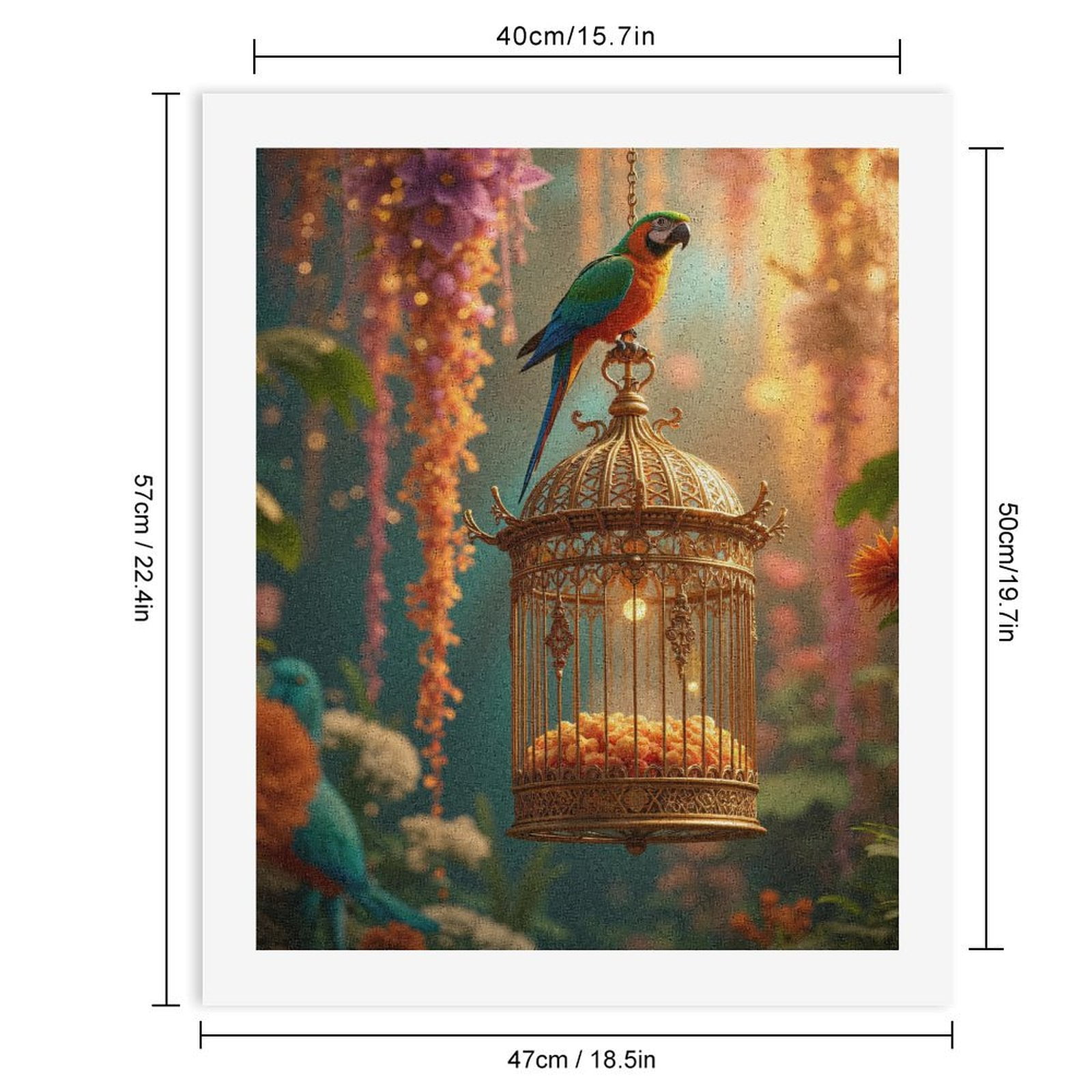 Paint by Numbers Kit for Adults, Parrot On Ornate Cage In Garden Paint by Numbers, Easy Paint by Numbers Kit for Adults Beginner, DIY Adult Paint by Number Kits on Canvas, Home Decor