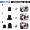 thumbnail image 4 of Adjustable Bed Risers - Elevation in 3, 5 or 8 Inch - Heavy Duty Stackable Furniture Risers Supports 1,300 lbs - for Under-Bed Storage, College Dorms, Table and Couch, 4 Pack Bed Lifts Black, 4 of 9