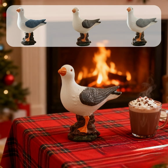 Bowayaoa Figurine d'Oiseau Marin en Résine pour Décoration de Bureau de Noël, Mignon Ornement d'Oiseau Côtier pour Décoration d'Étagère de Bibliothèque et de Salon à la Maison, Cadeau Réaliste pour les Fêtes au Jardin