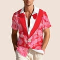 thumbnail image 5 of FRSASU Funny World Tuxedo Button Down Shirts for Men Valentine's Day Graphic Short Sleeve Party Tux Tee Casual Top Pink, 5 of 9