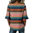 thumbnail image 5 of Stralyhd 3/4 Length Sleeve Womens Tops Summer Casual V Neck Henley Blouses Beach Vacation Tops Work Shirts Multicolor XL, 5 of 6