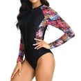 thumbnail image 5 of vigerkar One Piece Swimsuit for Women Neck Zipper Long Sleeve Bathing Suit Black, S, 5 of 8