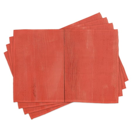 

Coral Placemats Set of 4 Vintage Wood Board Plank Texture Image Aged Barn Door Lumber Grunge Natural Surface Washable Fabric Place Mats for Dining Room Kitchen Table Decor Dark Coral by Ambesonne