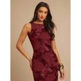 thumbnail image 7 of Burgundy 3D Floral Embroidered Sleeveless High Neck Fitted Maxi Dress, 7 of 7