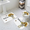 thumbnail image 3 of Sunflower Welcome Bathroom Rugs Set Butterfly Black White Plaid Bow Non Slip Absorbent Soft Bath Mats 3 Piece Set with Bathroom Rug, U-Shaped Floor Mat, Toilet Seat Cover Small Size, 3 of 9