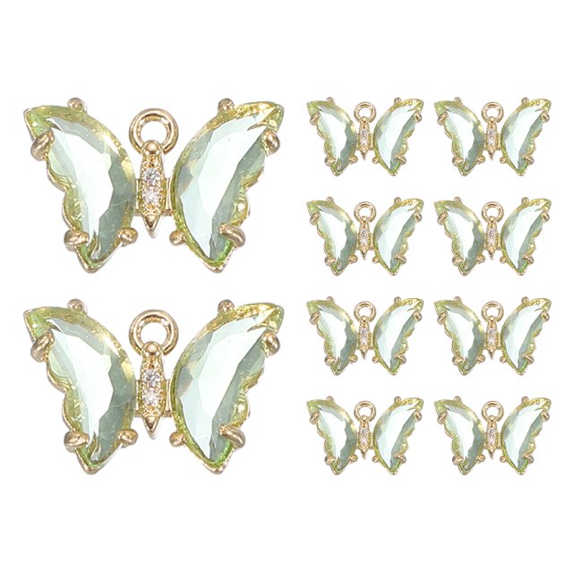 Uxcell 10Pcs Encanto de Mariposa de Rhinestone Cubic Zirconia Cristal Verde Claro