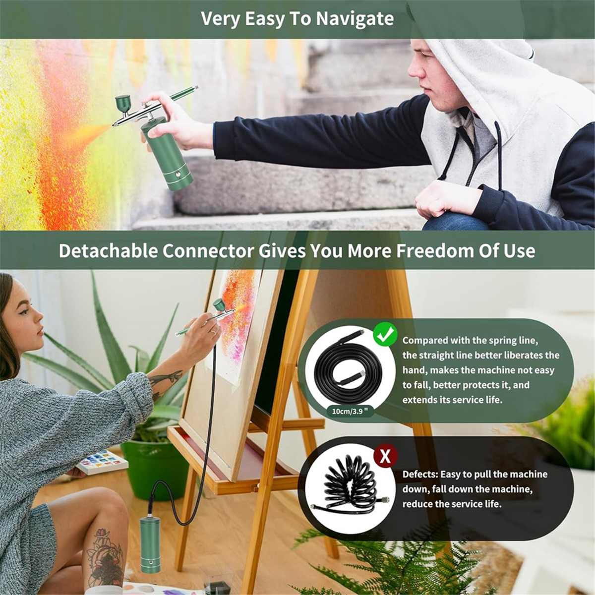 Upgraded Airbrush Set with Air Compressor Cordless Automatic Airbrush Set Handheld Rechargeable AirBrush