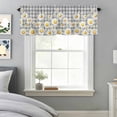 thumbnail image 3 of Spring Floral Window Valance for Kitchen, Watercolor White Flowers Gray White Plaid Rod Pocket Short Curtain for Small Windows, Light Filtering Decorative Valance, 42 x 18 Inch, 1 Panel, 3 of 9