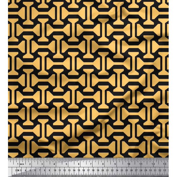 Soimoi Moss Georgette Fabric Geometric Abstract Print Fabric by Yard 42 Inch Wide