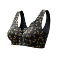 thumbnail image 3 of SAZBJOJN Bralettes for Women Soft Stretchy Daily Wear Push Up Bra Breathable Comfort Wireless Printed Bras for Women Light Support Full Coverage No Underwire Bra Size 36 Black, 3 of 5