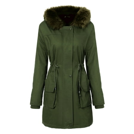 Mixfeer Women's Warm Hooded Parkas With Faux Fur Lined Long Coats ...