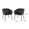 thumbnail image 5 of Voro Dining Chair Set of 2- Gray Velvet- Sleek Black Metal Legs, 5 of 6