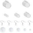 thumbnail image 5 of 8/14/16/18/25mm Stainless Steel Earring Bezels 40pcs Earrings Hook with 40pcs Round Pendants and 40pcs Glass Cabochons Pendant Cabochon Trays for Earring Findings Making, 5 of 9