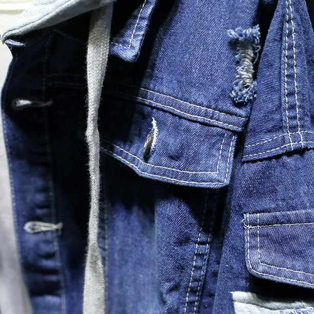 Awdenio Hommes Casual Solide Capuche Trou Faux Deux Pi ces Veste