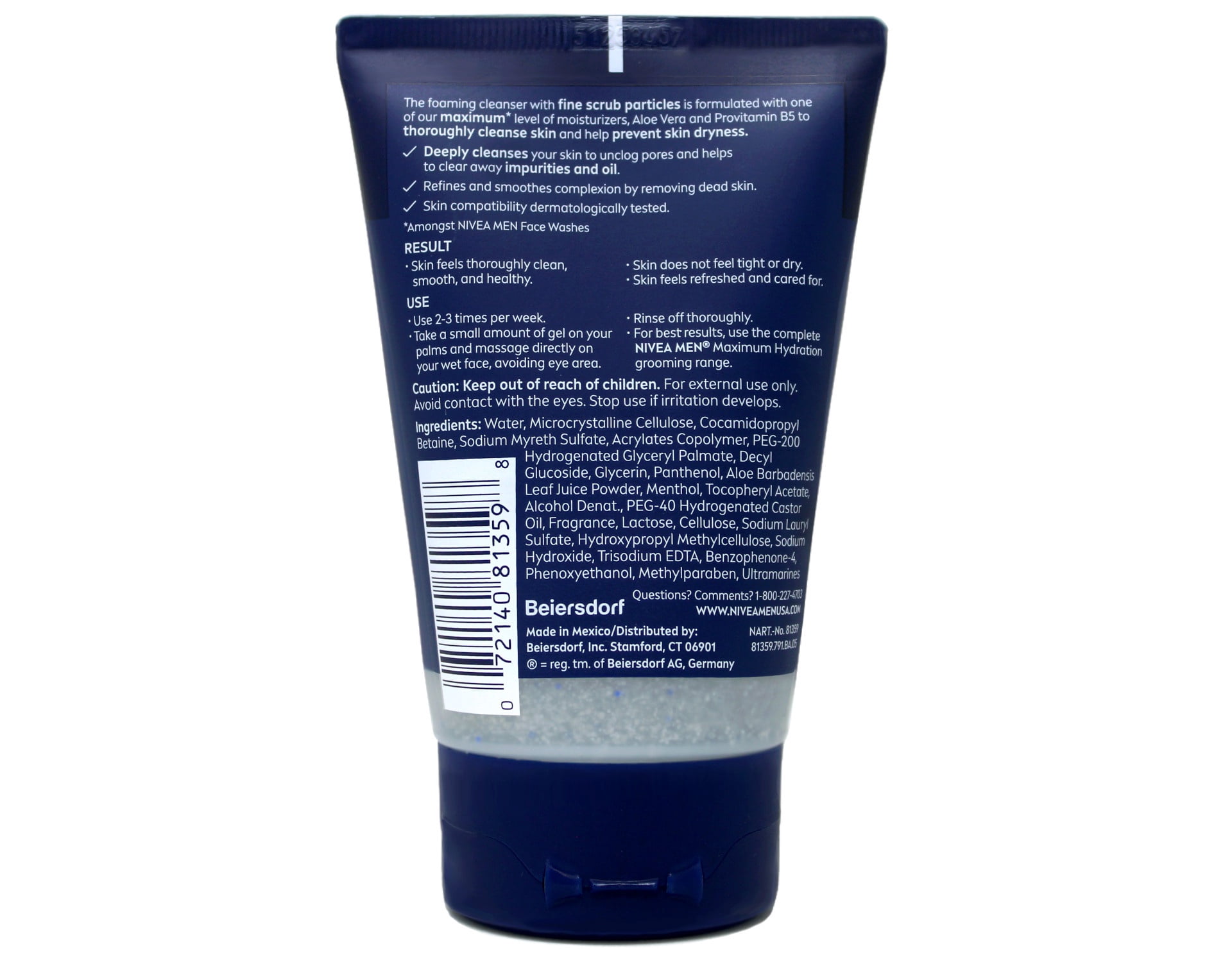 NIVEA MEN Maximum Hydration Deep Cleaning Face Scrub With Aloe Vera, 3 Pack of 4.4 Oz Tubes
