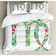 thumbnail image 1 of Zodiac Virgo King Size Duvet Cover Set, Floral Symbol with Blossoms and Green Leaves Artistic and Colorful Ornaments, Decorative 3 Piece Bedding Set with 2 Pillow Shams, Multicolor, by Ambesonne, 1 of 3