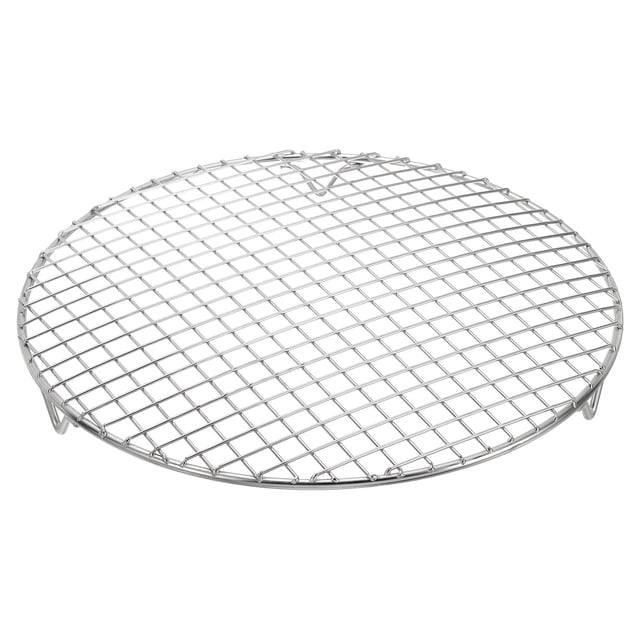 Rejilla de cocción redonda Uxcell con patas, diámetro de 11 pulgadas, parrilla de acero inoxidable 304 para cocinar, hornear, barbacoa y estantes para freidora de aire, plata