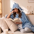 thumbnail image 5 of Cute Shark Hooded Wearable Blanket Cape, Adult Bat Hooded Blanket Cloak, Soft Flannel Poncho for Men Women Halloween Cosplay, 5 of 5