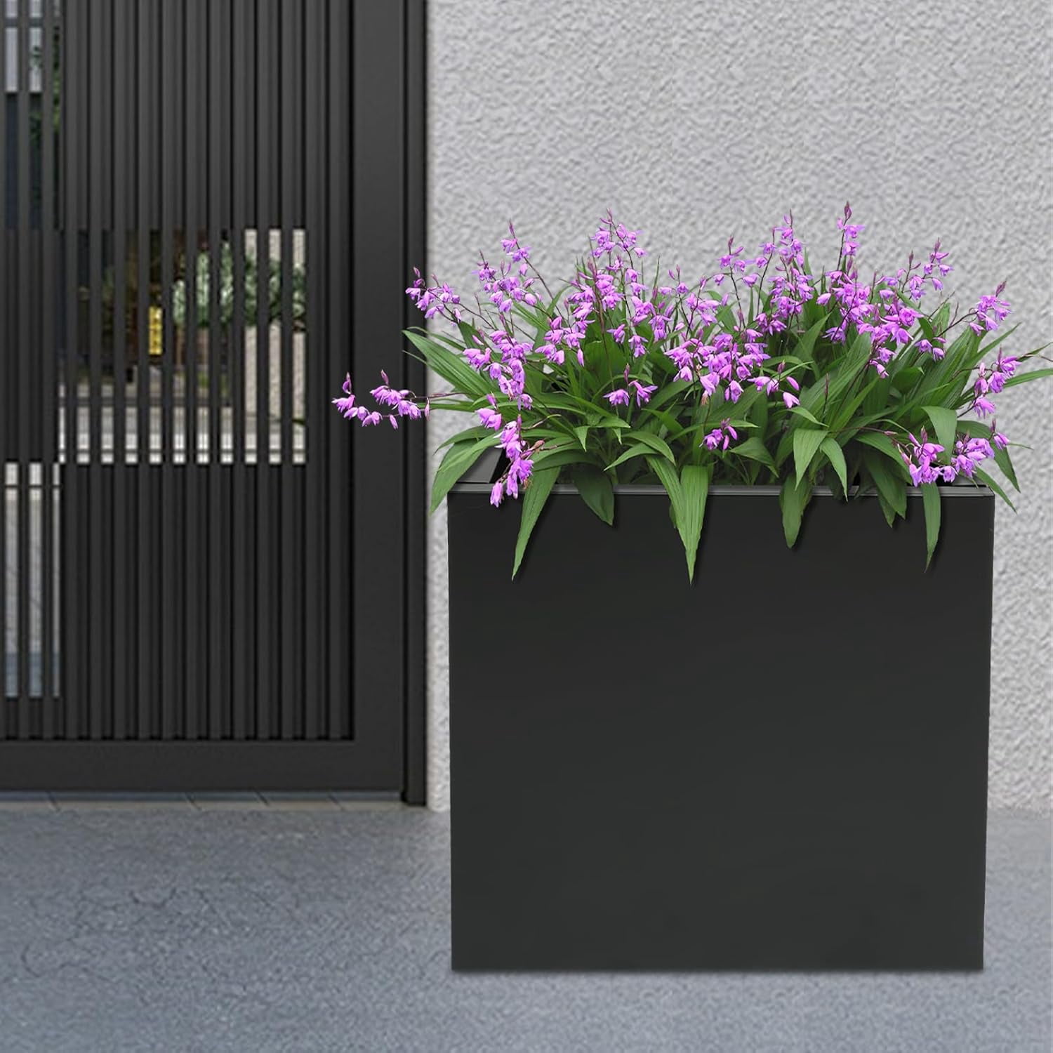 26 Inch Steel Square Planter Box Black Cube Planting Box Indoor Outdoor Flowers Plants Planter for Patio Yard Garden