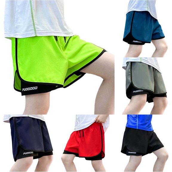 oqasdz Shorts for Boys with Compression Liner Children's Summer Workout Running Shorts for Kids Solid Color Breathable Outdoor Bottoms,Green