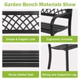 thumbnail image 4 of 45 Inch Metal Bench Outdoor Garden Bench Park Bench with Steel Frame & PVC Backrest, Patio Bench for 2-3 People, for Yard, Lawn, Decor, Deck, Entryway, Porch （Black）, 4 of 10