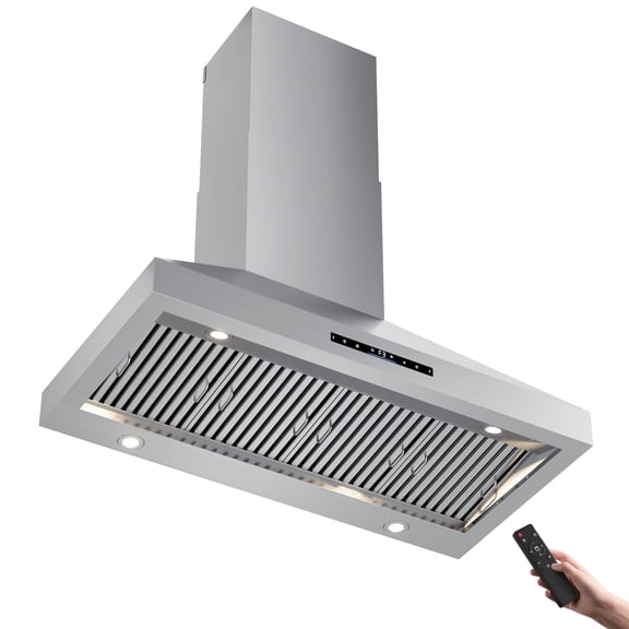 48 inch 1200 CFM Ducted Wall Mount Range Hood in in Stainless Steel, with Remote Control and LED Light