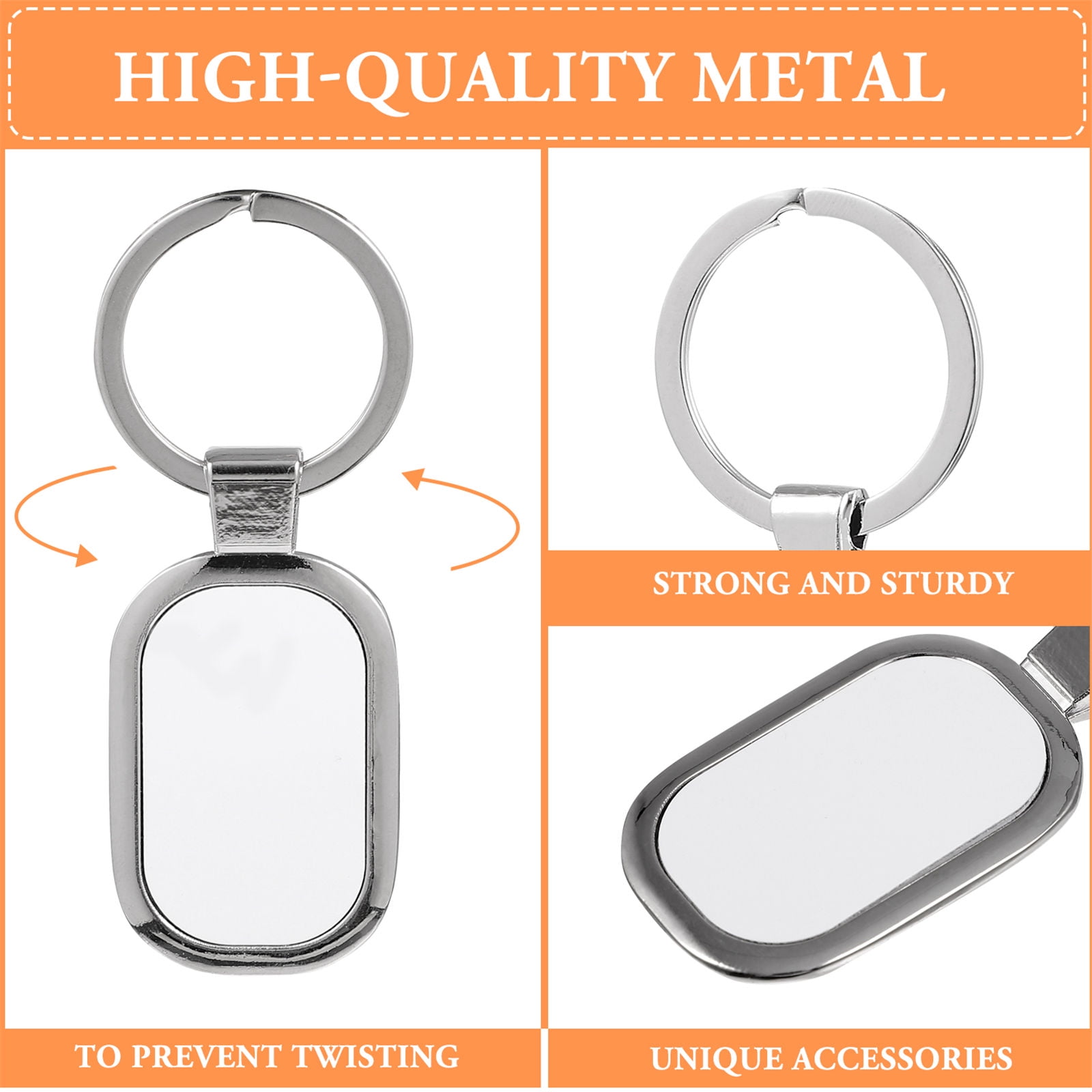 WORGEOUS 10 pcs  Metal Key Chains Blank Key Chains Diy Photo Car Key Rings For Lover
