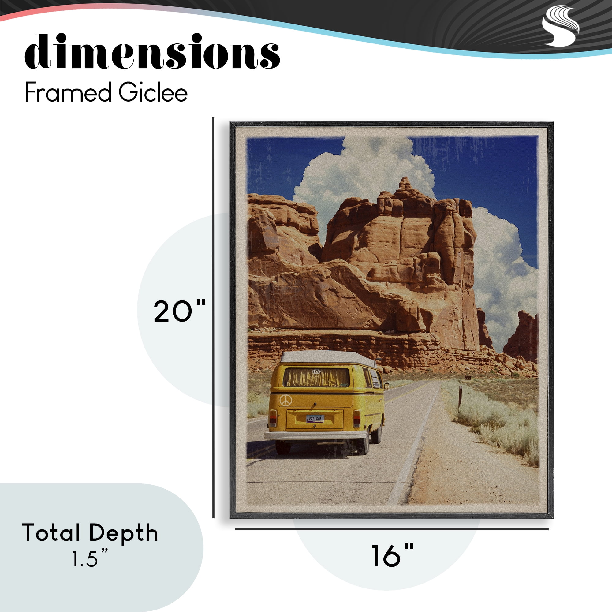 Retro Desert Adventure Black Framed Giclee Art, design by Old Red Truck