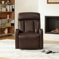 thumbnail image 3 of Spruce & Spring Triple Motor Leather Power Recliner with Adjustable Lumbar Support, Cognac, 3 of 11